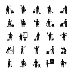 Cleaning Services Glyph Icons Set 
