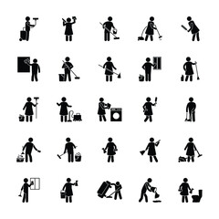 Domestic Cleaning Glyph Icons Pack 