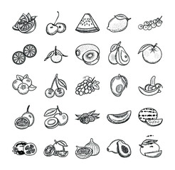 Healthy Fruits Line Icons Pack 