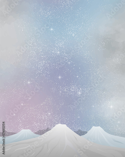 冬の景色 水彩 冬 景色 山 雪 雪山 星 夜空 キラキラ ミルキーウェイ Wall Mural Okaka08 冬の景色 水彩 冬 景色 山 雪 雪山 星 夜空 キラキラ ミルキーウェイ Wall Mural Okaka08