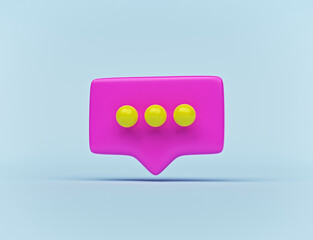 Typing in a chat bubble icon isolated on pastel blue background. minimal concept. 3d rendering