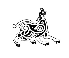 Celtic style tribal pattern on black and white color. Use it for package, logo or poster design.