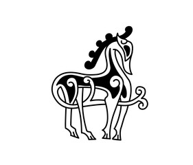 Celtic style tribal pattern on black and white color. Use it for package, logo or poster design.