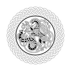 Celtic style tribal pattern on black and white color. Use it for package, logo or poster design.