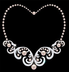 necklace with pearls and diamonds