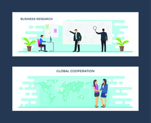 Business and Global Research Flat Illustrations