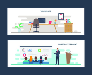 Workplace and Corporate Training Flat Illustrations 