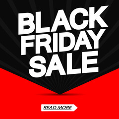 Naklejka premium Black Friday Sale, poster design template, spend up and save more, special offer, vector illustration