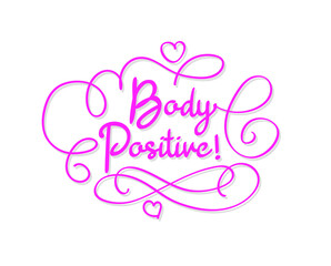 Feminist and body positive vector illustration. Female movements cartoon badges with text.