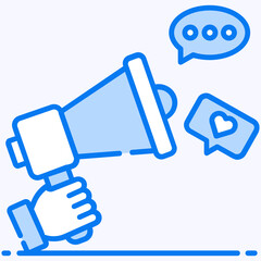 
Social marketing icon, campaign icon having megaphone with video 
