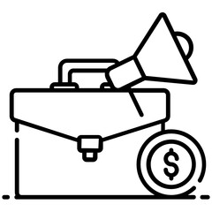
Suitcase with megaphone, finance market concept design 
