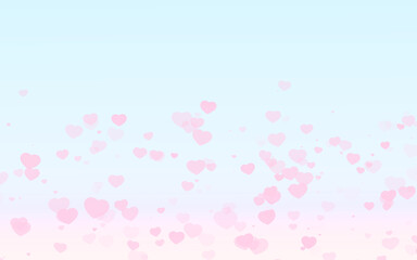 Valentine day pink hearts on blue background.