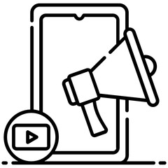
Megaphone with mobile phone showcasing mobile marketing icon
