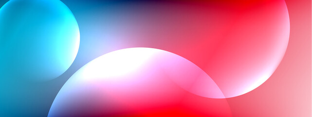 Vector abstract background liquid bubble circles on fluid gradient with shadows and light effects. Shiny design templates for text