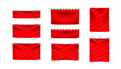 Set of Realistic Banner with Folds . Isolated Vector Elements