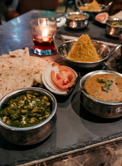 Assortment of traditional Indian food