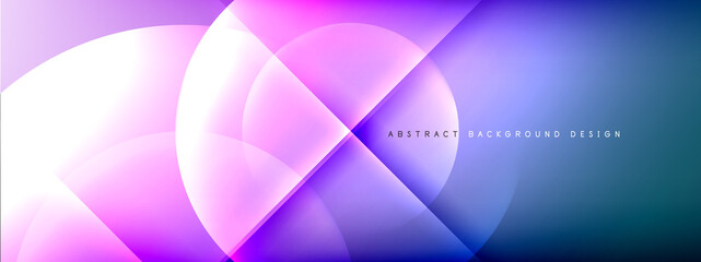 Vector abstract background - circle and cross on fluid gradient with shadows and light effects. Techno or business shiny design templates for text