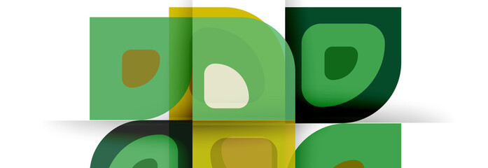 Set of vector modern geometric abstract backgrounds with repeating abstract round shapes patterns and shadow effects