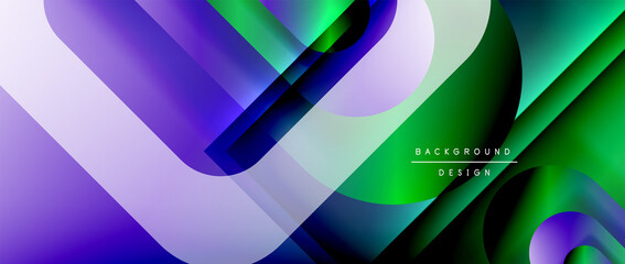 Vector geometric abstract background with lines and modern forms. Fluid gradient with abstract round shapes and shadow and light effects