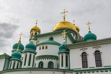 Fototapeta na wymiar Numerous domes of the Orthodox monastery