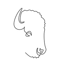 Continuous line bull logo. Buffalo single line vector illustration.