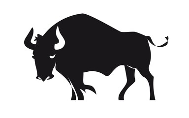 Bull vector black silhouette. Black and white icon buffalo, symbol of the Chinese New Year. 2021, the year of the bull. 