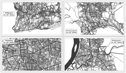Bandung Indonesia City Map in Black and White Color.