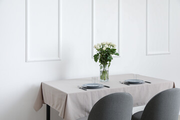 Table served in modern stylish dining room
