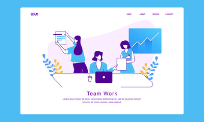 Modern custom illustration concept of women working together as a team for website and mobile website. landing page template 