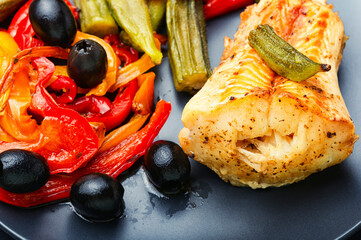 Baked fish with vegetables