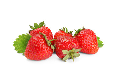 Fresh ripe red strawberries isolated on white