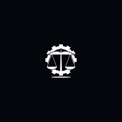 Law office logo set with scales of justice, illustrations. Act, principle, legal icon design. Vector vintage attorney, advocate labels, juridical firm badge.
