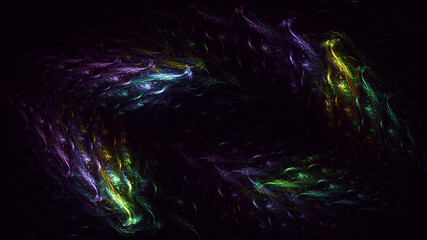 3D rendering abstract multicolor fractal light background