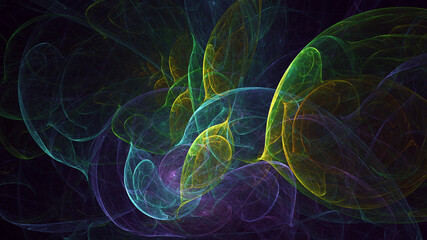 3D rendering abstract multicolor fractal light background