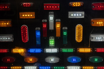 colored electric light display in a shop window