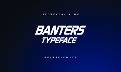 Typeface sport style. Alphabet uppercase and italic font set.