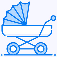 
Flat icon design of baby carrier called pram, baby buggy vector 
