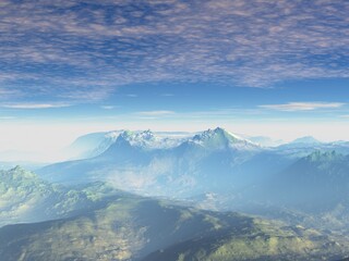 3D illustration  of a mountainous landscape