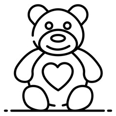 
Kids stuffed toy plaything, line icon of teddy bear vector design 
