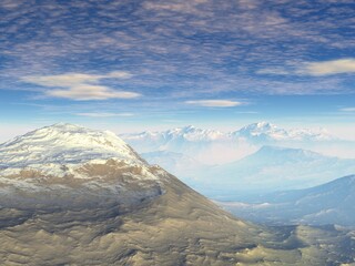 3D illustration  of a mountainous landscape