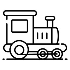 
A toy train icon in line editable design 
