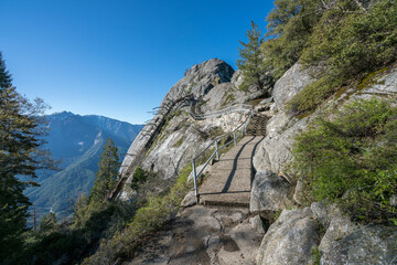 hiking the moro rock trail in sequoia national park, usa