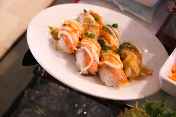 Sushi Close up at Restaurant