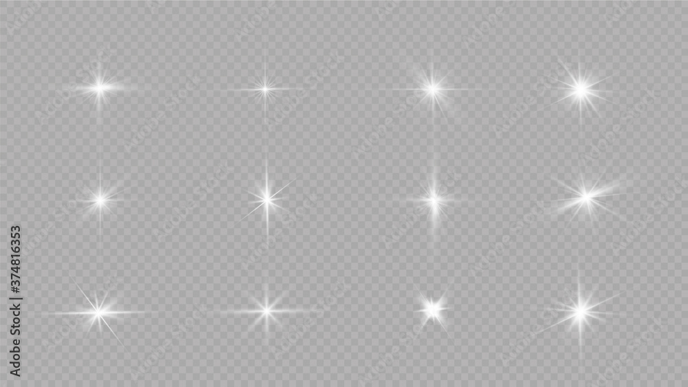 Poster white glowing light explodes on a transparent background. with ray. transparent shining sun, bright 