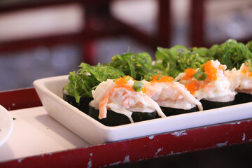 Sushi Close up at Restaurant