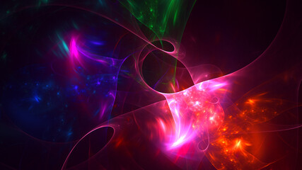 3D rendering abstract multicolor fractal light background