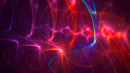 3D rendering abstract multicolor fractal light background