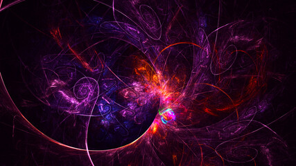 3D rendering abstract multicolor fractal light background