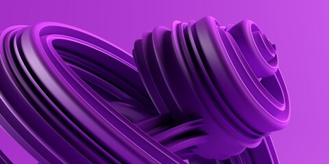 Abstract modern dynamic violet flowing curve swirl or twirl spiral shape lines on violet background