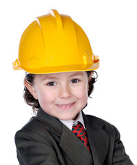 Children with helmet like a engineer